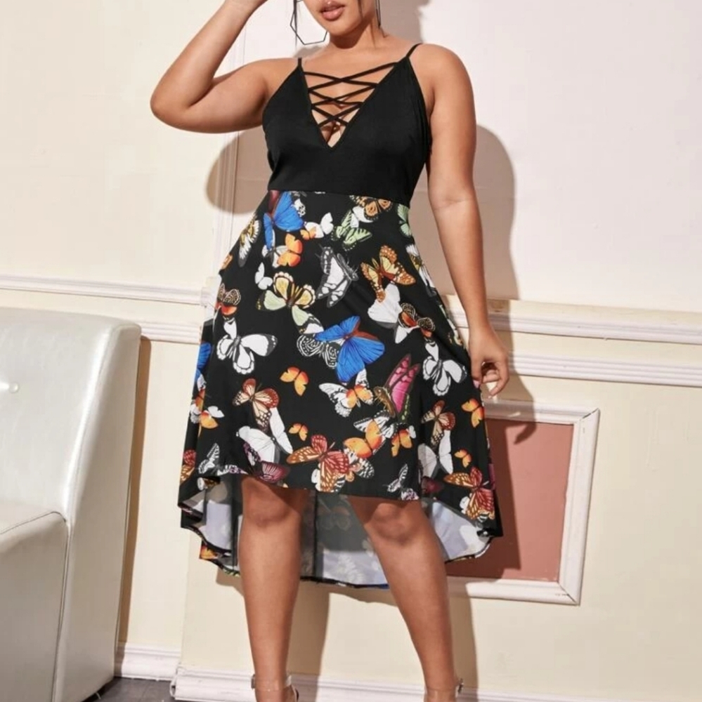 Butterfly Criss-Cross High Low Dress 🦋